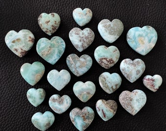 Best Quality Larimar Heart Gemstone,  Larimar Heart Stone, Beautiful - Larimar Cabs/Top Quality Larimar Crystal Stone/Handmade Larimar Stone