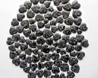 Indigo Gabbro Jasper Heart Lot – Flat Back Gemstone for Jewelry