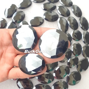 Faceted Hematite gemstone cabochon lot - Wholesale Faceted Hematite Lot - Flat Back Cab for making Jewelry - Hematite Flat Back Gemstone Lot