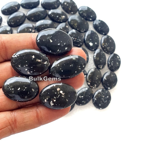 Black Oval Palm Root Agate ! Wholesale Black Oval Palm Root Agate Cabochons - Bulk Pack Oval Palm Root Agate Cabs Pack - For Making Jewelry