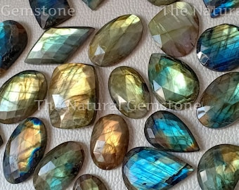 Lotto di labradorite sfaccettata - lotto labradorite multi appariscente - lotto unico di pietre preziose labradorite - cabochon labradorite arcobaleno cabochon appariscente