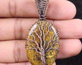 AA+ Quality Nellite Unique Copper Pendant - Wire Wrapped Gemstone Necklace, Arts