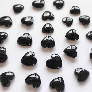 Black Onyx - Wholesale Black Onyx Heart Cabochon - Black Onyx Gemstone Heart Lot - Black Onyx Loose Heart cab Lot - Bulk Heart cabochon sale