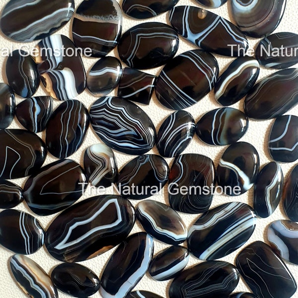 High Quality Black Banded Agate Stone, Black Banded Agate Cabochon, Wholesale Black Banded agate Cabs. Beautiful Smooth Cabochon For Jewelry