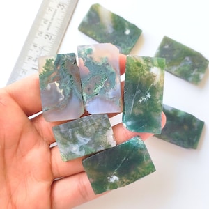 Moss Agate - Wholesale Moss Agate  Gemstone Slabs lot - Moss Agate  Raw Slab - Loose Bulk Moss Agate  Crystal slabs For Jewelry