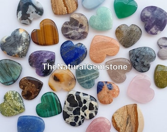 Mix Gemstone Heart Cabochons – Flat Back Crystal Hearts, Wholesale Lot