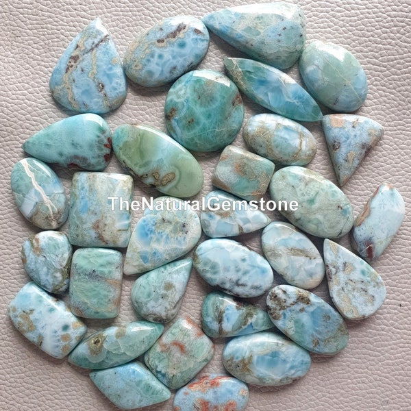 Larimar Gemstone- Wholesale Lot Larimar Cabochon -Polished Flat Back Bulk Larimar Cabs lot for Making Jewelry