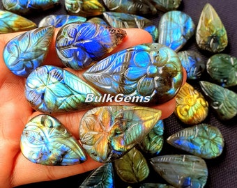 Lot of Carved Labradorite Pear ! Multi Flashy Labradorite Carved Pear Shape- Wholesale Labradorite Pear Carving Lot - For Jewelry Making