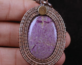 AA+ Quality Stichetite Handcrafted Copper Pendant, Wire Wrapped Gemstone Necklace. Wholesale Cabochon Pendant
