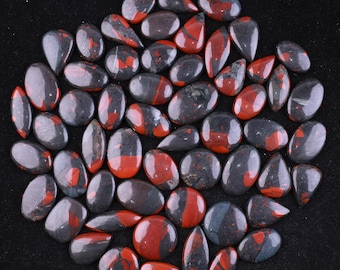 African Blood Stone Cabochon Lot – Polished Crystal - Wholesale Lot, Mix Shapes and Size Gemstones