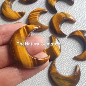 Tiger&#39;s Eye ! Wholesale Tiger&#39;s Eye Crescent Moon, Both Side Polished Half moon Lot -for making Crystal Moon Silky Lustre chatoyant gemstone