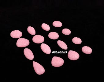 彫刻されたモハーベピンクオパール宝石ロット - ミックスシェイプ