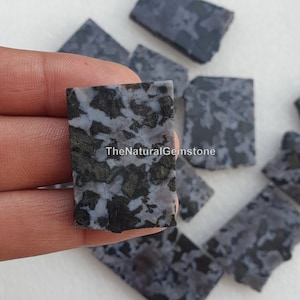 Può includere: Una collezione di lastre di pietra con motivi in ​​bianco e nero. Le lastre hanno un aspetto unico, marmoreo, con una miscela di colori nero, bianco e grigio.