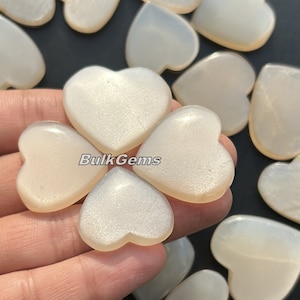 Witte maansteen hart cabochons – Handgemaakt lot edelstenen (20-35 mm)