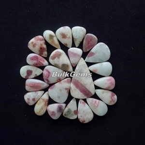 Lote de cabujones de cuarzo turmalina rosa pera – Elaboración de joyería artesanal