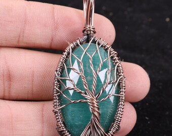 AA+ Quality Monalisa Wire Wrapped Copper Necklace, Gemstone Pendant, Birthday Present