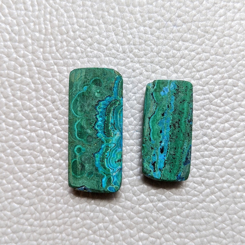 Magnificent 2 Pieces Rectangle Lot 54-CT Natural Chrysocolla Malachite Beads Chrysocolla Cabochon Loose Crystal Halloween Surprise Jewelry
