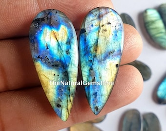 Labradorite! Matching Pair of Flashy Labradorite , Wholesale Labradorite Pair - Light Weight Labradorite Pair for Making earring jewelry