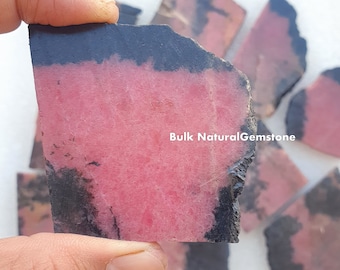 AAA Rhodonite Slab – Raw Pink Gemstone for Jewelry Making