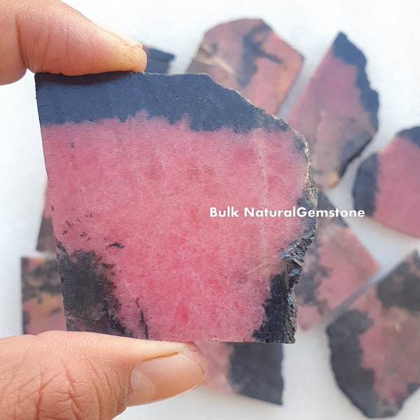 AAA Rhodonite Slab – Raw Pink Gemstone for Jewelry Making