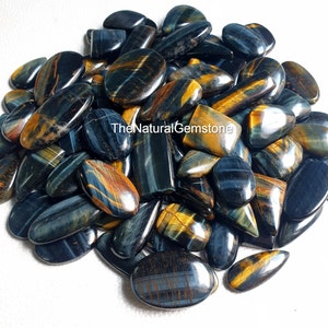 Wholesale Natural Golden/Blue Tiger Eye  - Tiger' eye Cabochon Lot - Silky Luster Cabochon - Flashy Blue Gold Tiger Eye For Making Jewelry