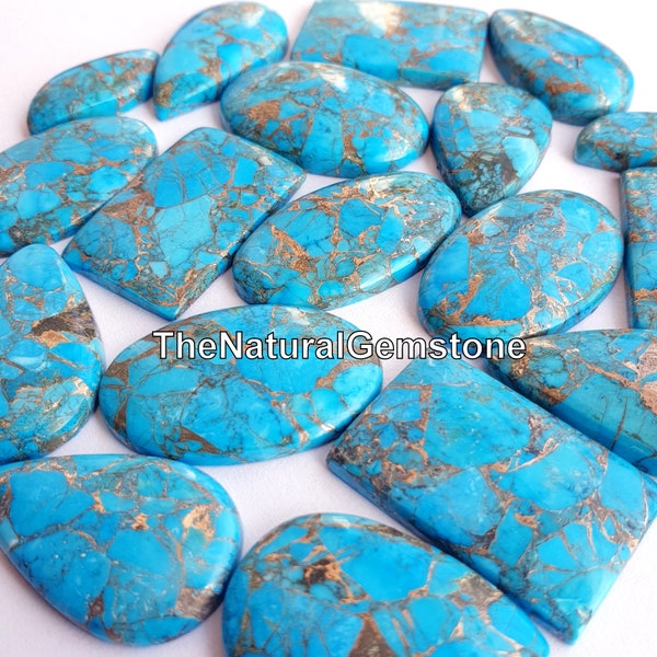 Mohave Blue Copper Turquoise ! Wholesale Mohave Blue Turquoise Cabochon lot - Loose Flat Back Cabochon lot -  for making jewelry