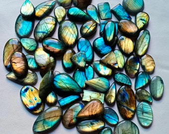 Pietra preziosa labradorite all'ingrosso - Lotto di cabochon labradorite di forme miste - pietra labradorite sfusa - labradorite multi appariscente per l'uso in gioielleria