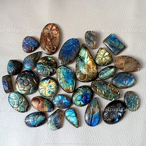 Lot von Multi Labradorit Carving! Multi auffälliger Labradorit geschnitzter Cabochon - Großhandels Labradorit schnitzen Lot - für die Schmuckherstellung
