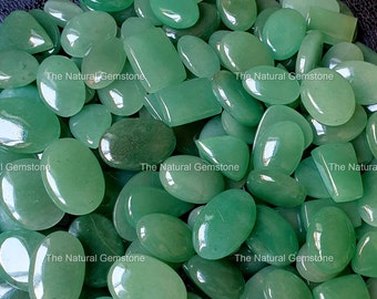 Lote de cabujón de jade verde a granel, piedra de jade verde de alta calidad, piedra preciosa de jade verde cabina lisa pulida para envoltura de alambre / fabricación de joyas de plata