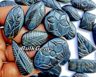Blue Tiger&#39;s Eye Lot - Top Quality Tiger&#39;s Eye Carving Lot - Mix Shape Carving - Wholesale lot of Carved Blue Tiger Eye for making jewelry -