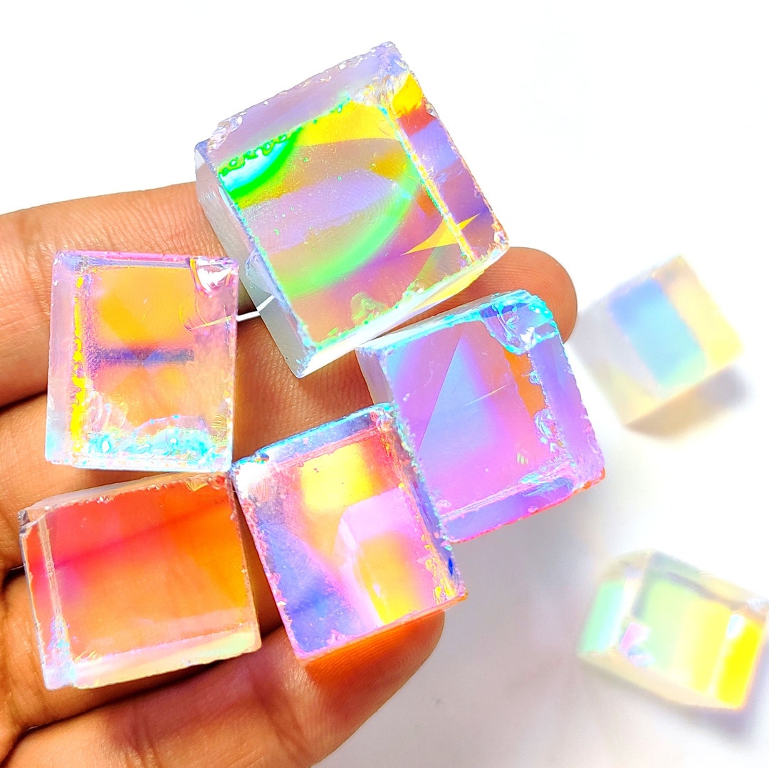 WHOLESALE Mystic Quartz Multi Flashy Square 15-25mm. Gemstone Lot ...