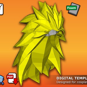 Fighting Hero Lv3 Hair - Pepakura 3D Template