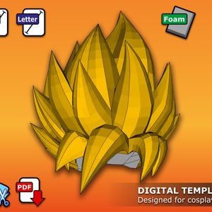 Super Fighting Hero Hair + Rose Version - Pepakura 3D Template
