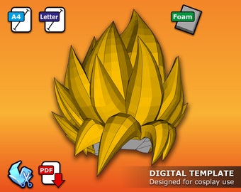 Super Fighting Hero Hair + Rose Version - Pepakura 3D Template