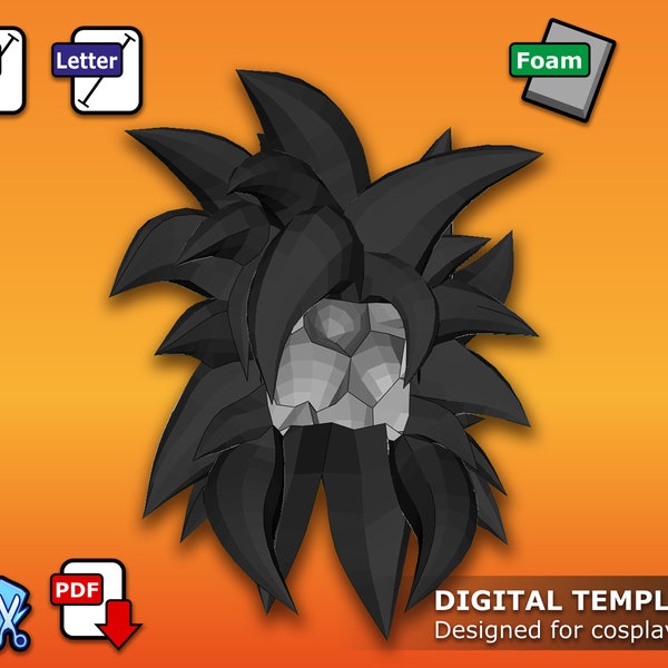 Super Fighting Hero 4 Hair - Pepakura 3D Template