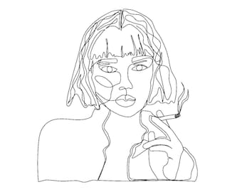 Woman Embroidery Design: One Line Embroidery File (Digital Download)