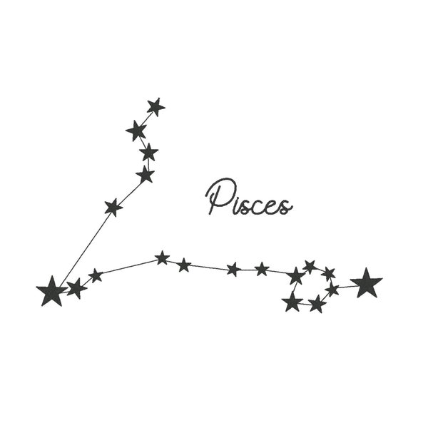 Pisces Embroidery Design, Pisces Constellation Embroidery Design, Zodiac Embroidery Design, Astrology Embroidery Design