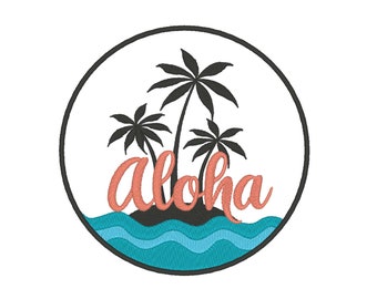 Aloha Embroidery Design, Palm Trees Embroidery Design, Hawaii Embroidery Design, Summer Embroidery Design, Tropical Embroidery Design