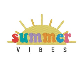 Summer Vibes Embroidery Design: Beach Theme Embroidery File (Digital Download)