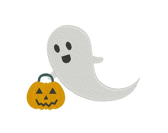 Ghost & Pumpkin Embroidery Design, Ghost Embroidery Design, Cute Ghost Embroidery File, Halloween Embroidery Design
