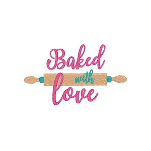 Baked With Love Embroidery Design: Baking Embroidery File (Digital Download)