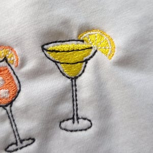 Mini Cocktail Embroidery Design Set: Martini, Spritz, Margarita (Digital Download) image 5