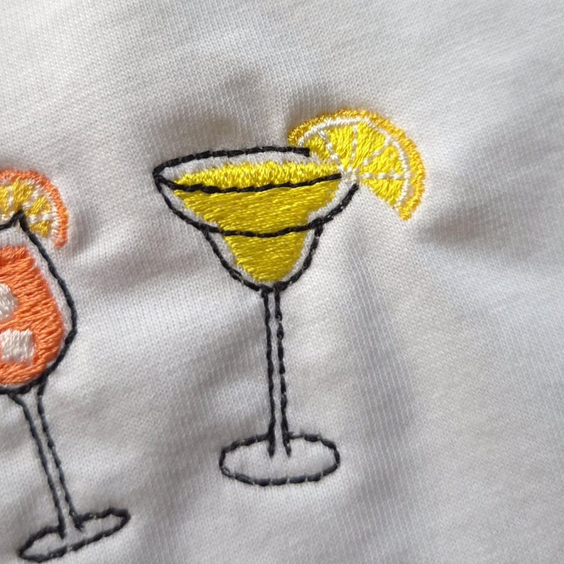 Mini Cocktail Embroidery Design Set: Martini, Spritz, Margarita (Digital Download) image 5
