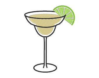 Diseño de bordado de margarita: Archivo de bordado de cóctel (descarga digital)
