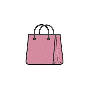 Op de afbeelding: Roze boodschappentas met zwarte rand en handvatten. De tas heeft een getextureerde uitstraling en een eenvoudig, modern ontwerp. De handvatten zijn gebogen en met kleine zwarte cirkels aan de tas bevestigd.