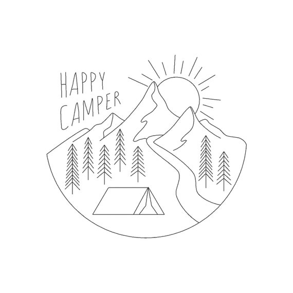 Happy Camper Embroidery Design Camping Embroidery Design | Etsy