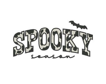 Cow Print Spooky Season Embroidery Design: Halloween Machine Embroidery (Digital Download)