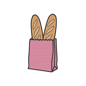 Baguette Embroidery Design: French Bread Embroidery File (Digital Download)
