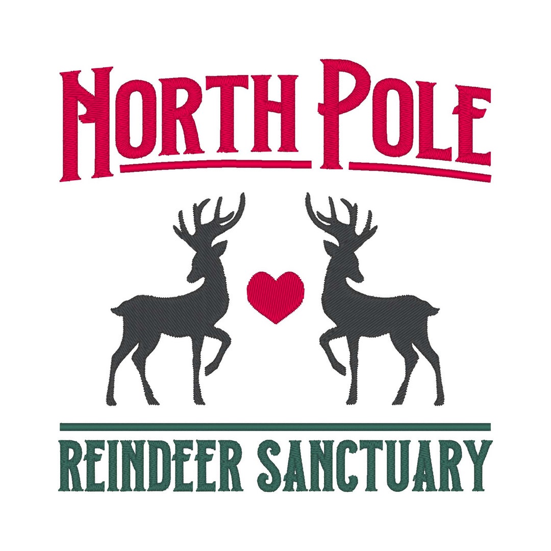 North Pole Embroidery Design, Reindeer Embroidery Design, North Pole ...