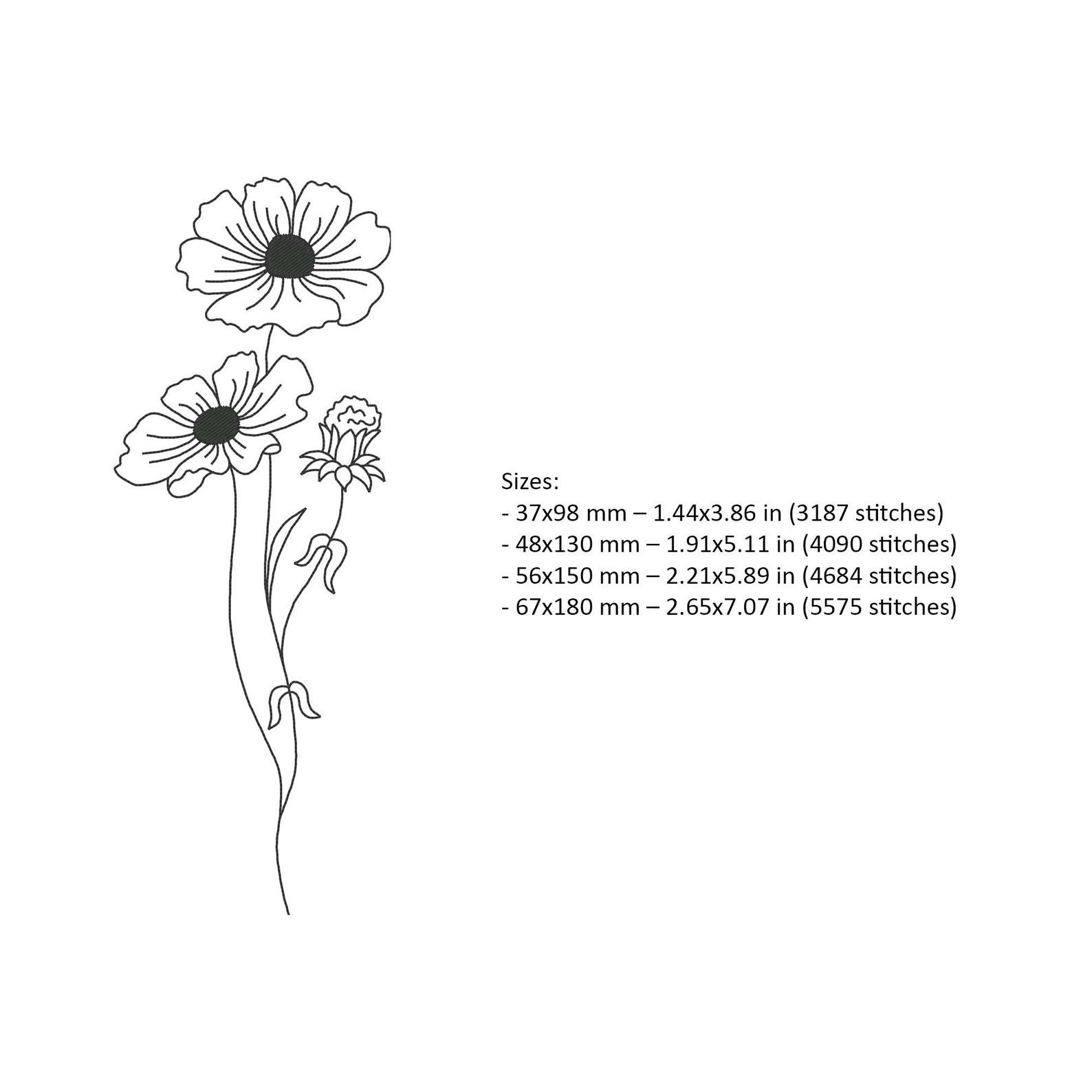 Cosmos Flower Embroidery Design October Birth Flower Etsy